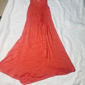 Elegant Sleeveless Coral Maxi Dress